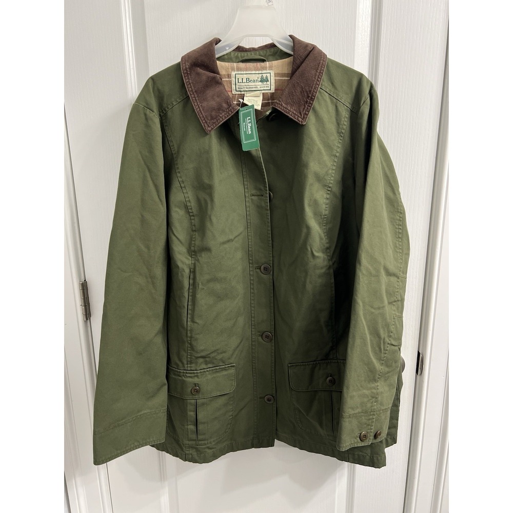 LL Bean Adirondack Barn Coat Chore Jacket Green Flannel Lined Loden Size 2XL